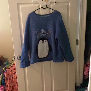 Blue Penguin Fuzzy Pullover